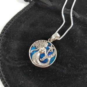 Handmade Mermaid & Starfish Abalone Pendant 925 SS